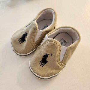 RALPH LAUREN Balmont Slip-On Khaki Beige Lightweight Infant Unisex Shoes Sneaker